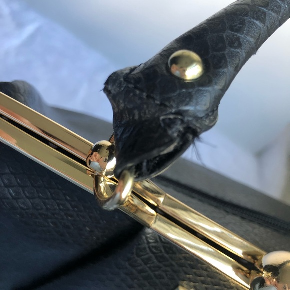 LuLu By LuLu Guinness Reptile Faux Leather Crossbody Bag, Black - Picture 10 of 12